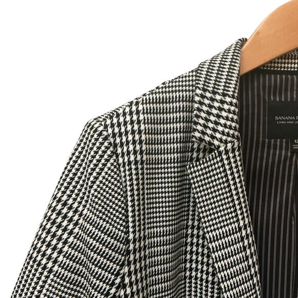 Banana Republic Long & Lean Classic Houndstooth Blazer SZ 12 Business Casual - Picture 2 of 11
